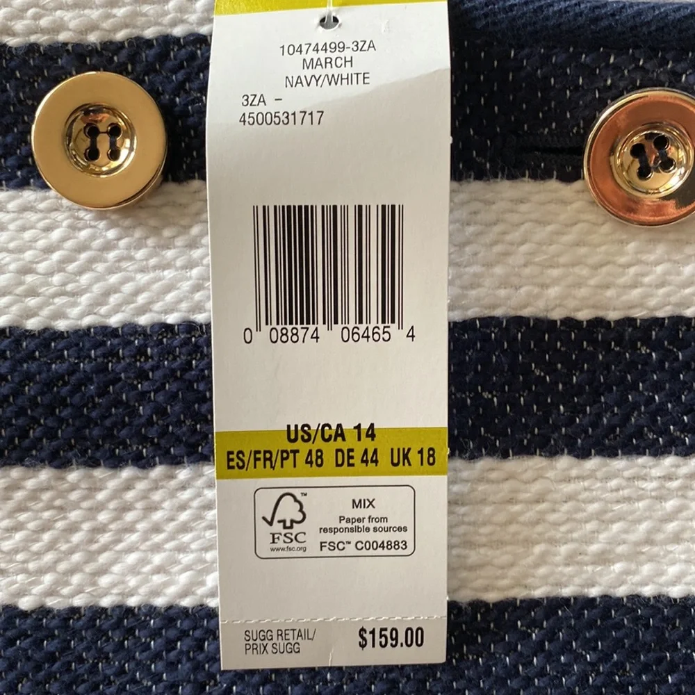 Woman’s Jones New York Signature Nautical striped double breasted Blazer. - Picture 6 of 9